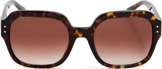 Tory Burch Occhiali da sole oversize con placca logo - Marrone