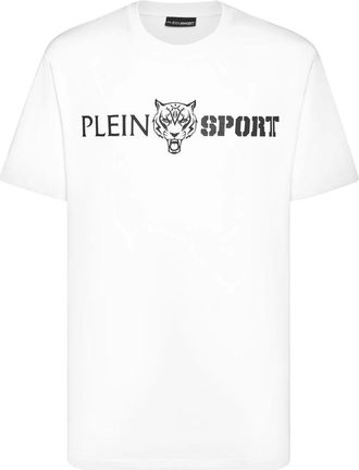 Plein Sport Tops, Heren, Wit, M, Katoen, T-Shirt Ronde Hals
