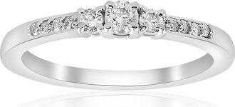 Pompeii3 1/4ct Three Stone Round Diamond Engagement Ring 14K White Gold Size Selectable