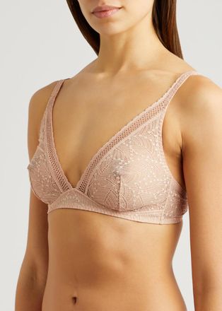 Simone P&eacute;r&egrave;le Simone Perele Comete Lace Soft Cup Bra, Bra, Scalloped Trims - Sand - 38D