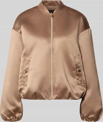 s.Oliver Black Label Regular Fit Blouson mit College-Kragen in Mittelbraun, Gr&ouml;&szlig;e 36