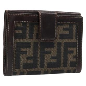 Fendi Pre-owned Zucca Canvas Portemonnee - Dames - Pre-owned - Bruin - Maat: ONE Size Leer