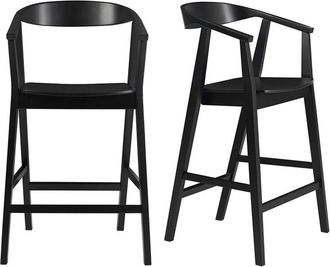 Miliboo Taburetes De Bar Escandinavos En Madera Negra (lote De 2) Bahia