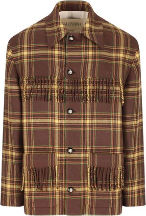 Valentino Garavani Geruit shirtjack met franje - Bruin