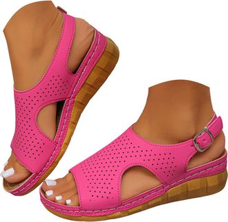 Generic Womens Perforated Slide Sandals Breathable Casual Comfortable Slippers with Holes Adjustable Button Ankle Strap Sandals Memory Foam Slipper for Summer