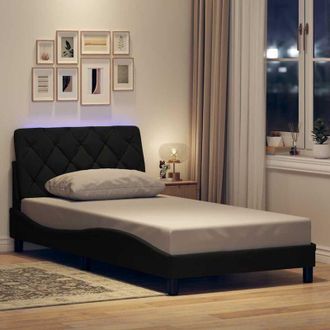 vidaXL Vidaxl - Estructura Cama Con Led Sin Colch&oacute;n Tela Negro 100x200 Cm
