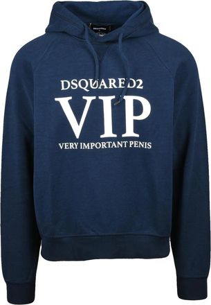 Dsquared2 Blue Cotton Cropped Hoodie