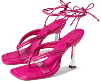 Schutz Meghan Ankle Tie Sandals In Hot Pink / Transparent