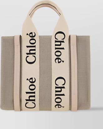 Chlo&eacute; woody small linen tote bag