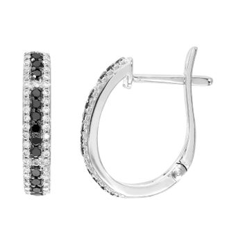 Diamant L'éternel 9ct witgoud 0,47ct zwart-witte diamanten oorringen