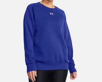 Under Armour Rival Fleece Crew Sweatshirt In Royal Blue/white