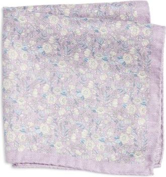 Jack Victor Yukon Reversible Silk Pocket Square in Lilac at Nordstrom