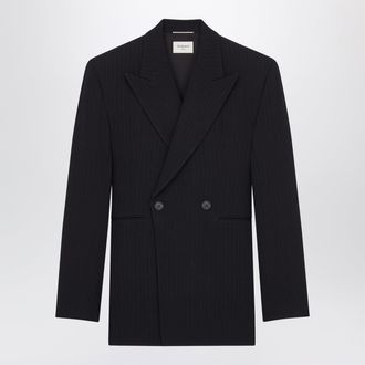 Saint Laurent Giacca doppiopetto nera in lana vergine