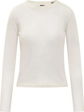 Pinko Eucalyptus Mesh Knit Top - Dames - Longsleeves - Wit - XS - Wol - Tops