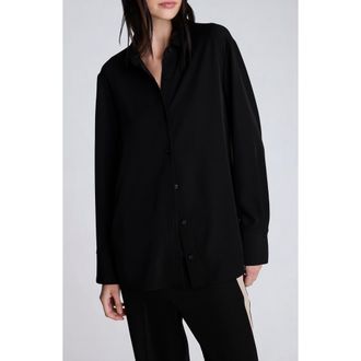 Kenneth Cole Oversize Button-Up Shirt in Black/Burlap at Nordstrom, Size X-Small