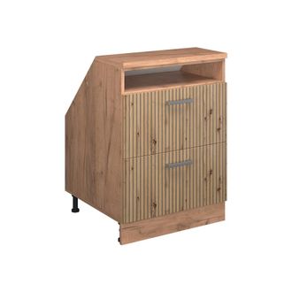 Vicco Armario De Cocina Para Techo Inclinado R-line, Roble Artesanal, 60 Cm Con 2 Cajones, Carcasa 60 Cm De Profundidad, Vicco