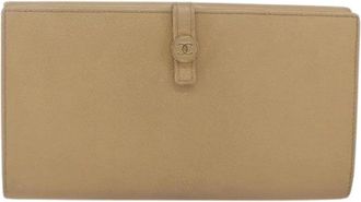 Chanel Pre-owned Leren Portemonnee - Dames - Vintage Accessoires - Beige - ONE Size - Leer - Vintage