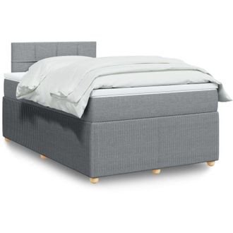 vidaXL Cama Box Spring Con Colch&oacute;n Tela Gris Claro 120x200 Cm Vidaxl