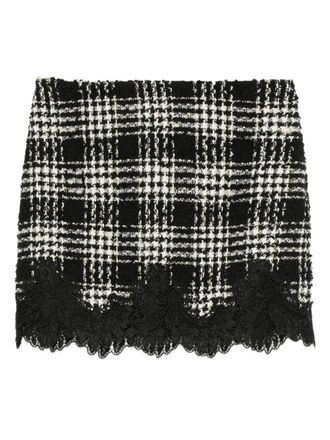Twinset Checked Mini Skirt With Lace Finish