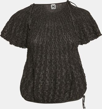 M Missoni Black Lurex Knit Short Sleeve Top