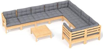 vidaXL Juego De Muebles De Jard&iacute;n 10 Pzas Y Cojines Madera De Pino Vidaxl