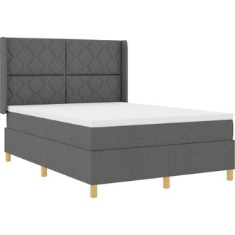 vidaXL Box Spring Bed with Mattress Grey 160 x 200 cm Fabric vidaXL