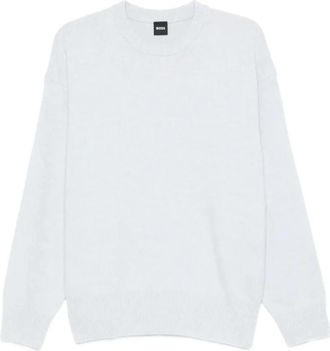 HUGO BOSS Ronde hals gebreid - Heren - Ronde hals truien - Blauw - L - Wol - Truien & Vesten