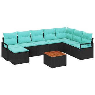 vidaXL Conjunto De Sof&aacute;s De Jard&iacute;n 9 Pcs Negro Rat&aacute;n Sint&eacute;tico Vidaxl