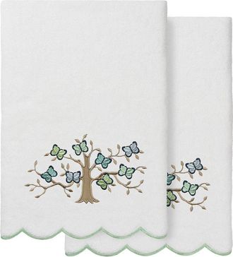 Linum Home Textiles 100% Turkish Cotton Teresa Scallop 2Pc Embellished Bath Towel Set