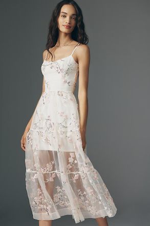 Helsi Adela Embroidered Mesh A-Line Midi Dress