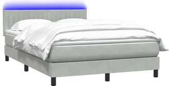 vidaXL Cama Box Spring Con Colch&oacute;n Terciopelo Gris Claro 160x210 Cm Vidaxl