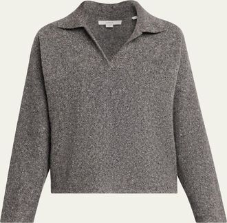 Vince Donegal Plush Cashmere Dolman-Sleeve Polo Sweater