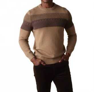The Normal Brand Mens Tom Stripe Crew Sweater In Jute