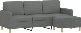 vidaXL Vidaxl - Sof&aacute; De 3 Plazas Con Taburete De Tela Gris Oscuro 180 Cm
