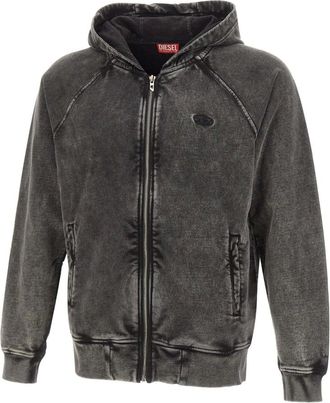 Diesel Hoodies & sweatvesten, Heren, Zwart, XL, Katoen, S-Altz-Zip-Show Sweatshirt