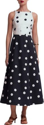 Boden Silvia Boned Bodice Maxi Dress in French Navy Painted Spaced Dot at Nordstrom, Size 14