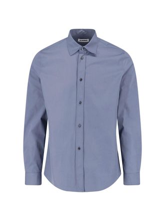 Jil Sander White Minimalist Curved Hem Cotton Shirt