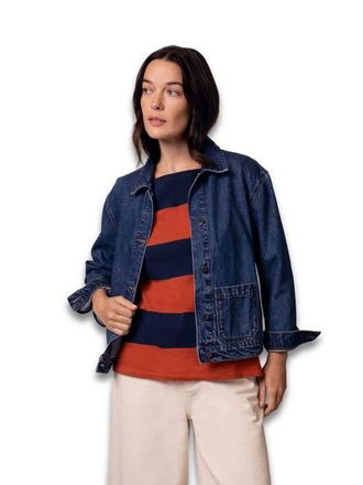 Celtic & Co. Boxy Patch Pocket Denim Jacket in Indigo Rinse Wash at Nordstrom, Size 12