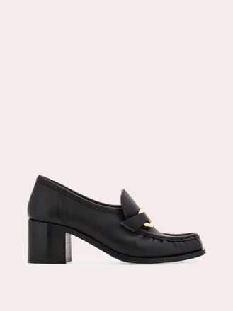 Ferragamo Women Block heel loafer with Gancini ornament Black Size 10.5