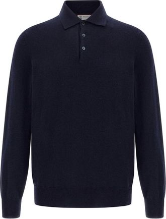 Brunello Cucinelli Cashmere Polo Shirt - Heren - Polos - Blauw - L - Kasjmier - Tops