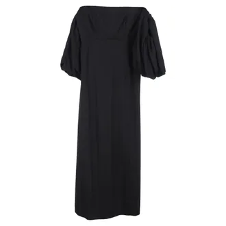 Mother Of Pearl Off Shoulder Midi Dress in Black Polyester