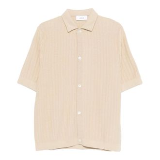 Lardini Cardigans, male, Beige, Size: XL Short-Sleeve Cotton Shirt