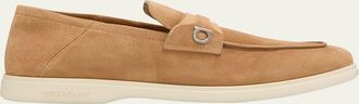 Ferragamo Mens Drame Gancio Suede Loafers