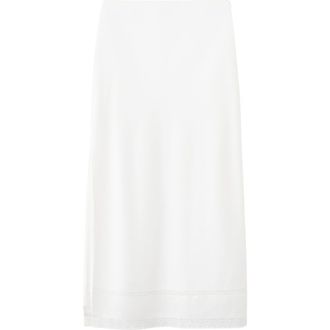 Mango Lace Trim Linen Blend Midi Skirt in Off White at Nordstrom, Size 10
