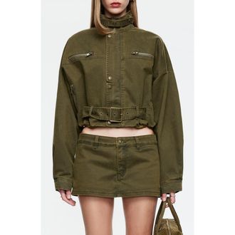 Lioness Rinata Cotton Blend Jacket in Khaki at Nordstrom, Size Large