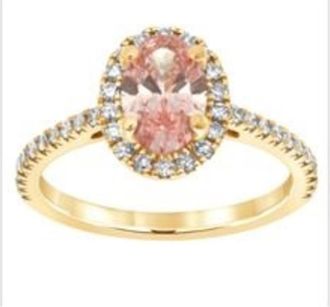 Grown Brilliance 1 1/3 Carat Round Lab Grown Diamond Engagement Ring in 14K Yellow Gold, Side Stones, Pink Color, VS Clarity,Fine Jewelry for Women