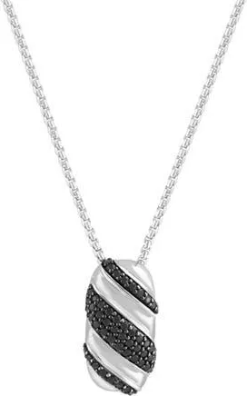 Effy Sterling Silver Pav&eacute; Black Spinel Oval Pendant Necklace at Nordstrom Rack