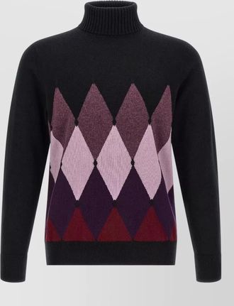 Ballantyne cashmere ribbed turtleneck diamond-intarsia jumper