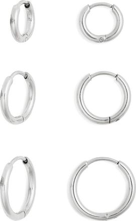 Nordstrom Set of 3 Waterproof Huggie Hoop Earrings in Silver at Nordstrom