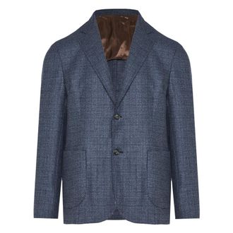 Barba Blazers, male, Blue, 2XL, Virgin Wool Jacket with 2 Buttons